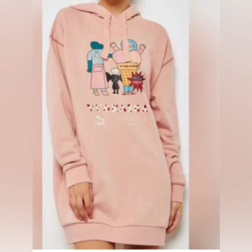 Puma X Tyakasha oversized pullover sweatshirt in peach pink color Size XS
